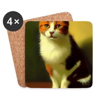 Katzen Bild - Untersetzer (4er-Set) - Weiß - Vorne