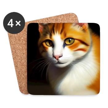 Katzen Bild - Untersetzer (4er-Set) - Weiß - Vorne