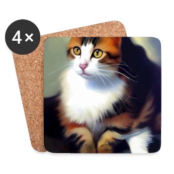 Katzen Bild - Untersetzer (4er-Set) - Weiß - Vorne