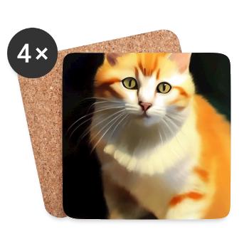 Katzen Bild - Untersetzer (4er-Set) - Weiß - Vorne