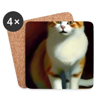 Katzen Bild - Untersetzer (4er-Set) - Weiß - Vorne