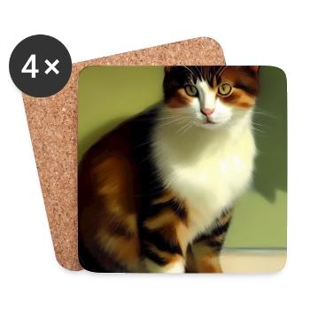 Katzen Bild - Untersetzer (4er-Set) - Weiß - Vorne