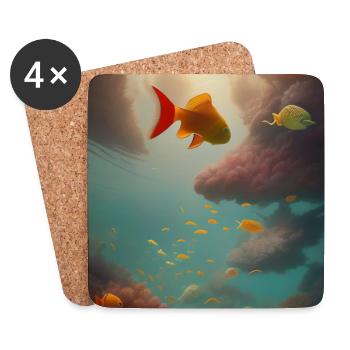 Fische, Aquarium - Untersetzer (4er-Set) - Weiß - Vorne