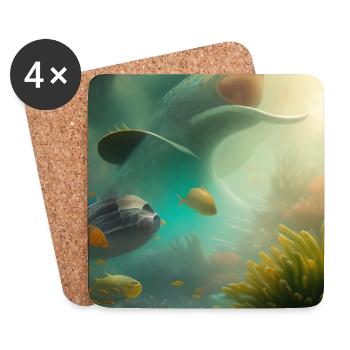 Fische, Aquarium - Untersetzer (4er-Set) - Weiß - Vorne