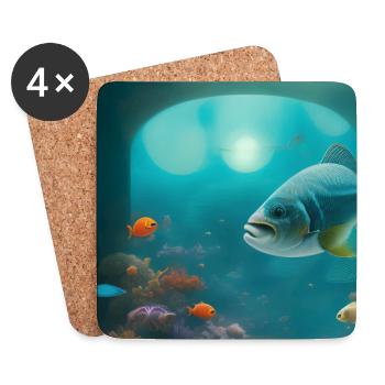 Fische, Aquarium - Untersetzer (4er-Set) - Weiß - Vorne