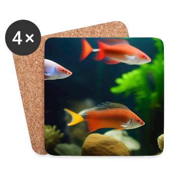 Fische, Aquarium - Untersetzer (4er-Set) - Weiß - Vorne