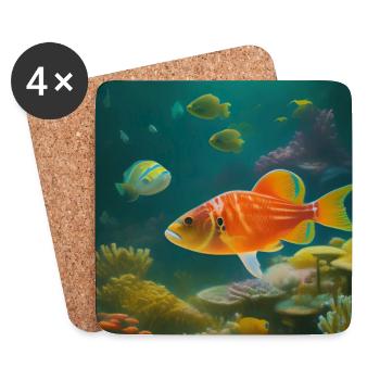 Fische, Aquarium - Untersetzer (4er-Set) - Weiß - Vorne