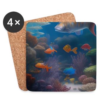Fische, Aquarium - Untersetzer (4er-Set) - Weiß - Vorne