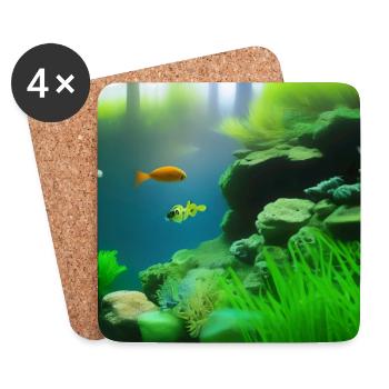 Fische, Aquarium - Untersetzer (4er-Set) - Weiß - Vorne