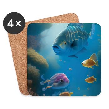 Fische, Aquarium - Untersetzer (4er-Set) - Weiß - Vorne