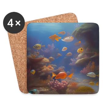 Fische, Aquarium - Untersetzer (4er-Set) - Weiß - Vorne