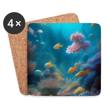 Fische, Aquarium - Untersetzer (4er-Set) - Weiß - Vorne