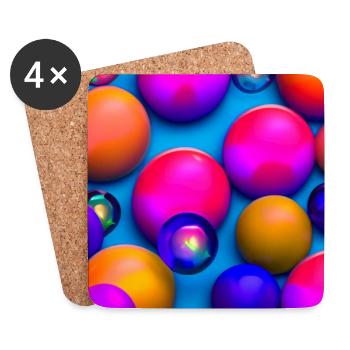 Bunte Blasen - Untersetzer (4er-Set) - Weiß - Vorne