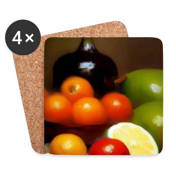 Früchte - Untersetzer (4er-Set) - Weiß - Vorne