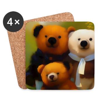 Teddybär - Untersetzer (4er-Set) - Weiß - Vorne