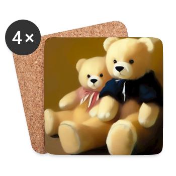 Teddybär - Untersetzer (4er-Set) - Weiß - Vorne