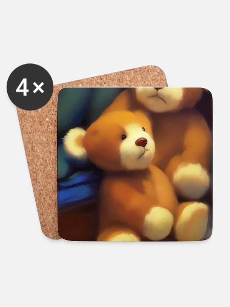 Teddybär - Untersetzer (4er-Set) - Weiß