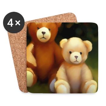 Teddybär - Untersetzer (4er-Set) - Weiß - Vorne