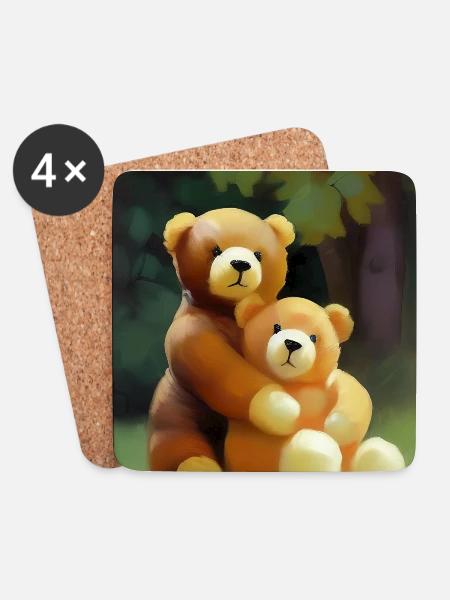 Teddybär - Untersetzer (4er-Set) - Weiß