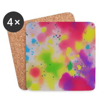 Bunte Farbspritzer - Untersetzer (4er-Set) - Weiß - Vorne