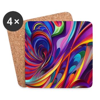 Abstrakte Kunst - Untersetzer (4er-Set) - Weiß - Vorne