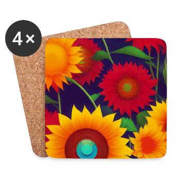Sonnenblumen - Untersetzer (4er-Set) - Weiß - Vorne