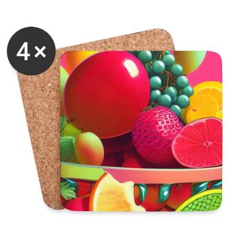 Früchte - Untersetzer (4er-Set) - Weiß - Vorne