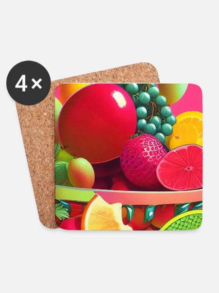 Früchte - Untersetzer (4er-Set) - Weiß