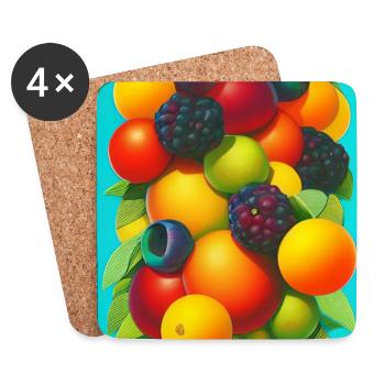 Früchte - Untersetzer (4er-Set) - Weiß - Vorne