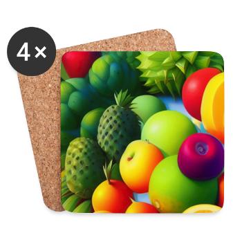Früchte - Untersetzer (4er-Set) - Weiß - Vorne