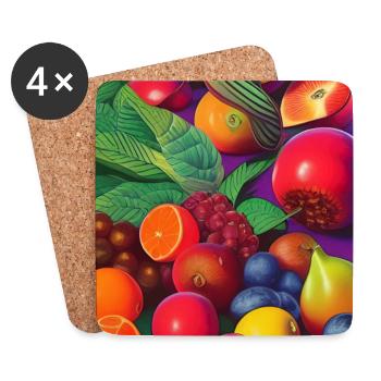 Früchte - Untersetzer (4er-Set) - Weiß - Vorne