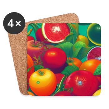 Früchte - Untersetzer (4er-Set) - Weiß - Vorne