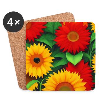 Sonnenblumen - Untersetzer (4er-Set) - Weiß - Vorne