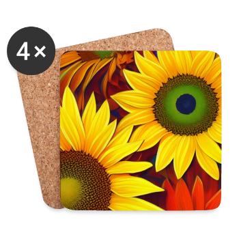 Sonnenblumen - Untersetzer (4er-Set) - Weiß - Vorne