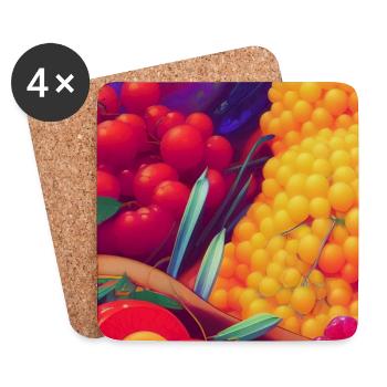 Früchte - Untersetzer (4er-Set) - Weiß - Vorne