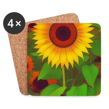 Sonnenblumen - Untersetzer (4er-Set) - Weiß - Vorne