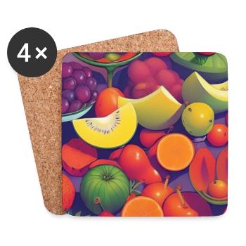 Früchte - Untersetzer (4er-Set) - Weiß - Vorne