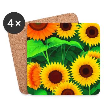 Sonnenblumen - Untersetzer (4er-Set) - Weiß - Vorne