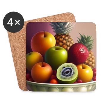 Früchte - Untersetzer (4er-Set) - Weiß - Vorne
