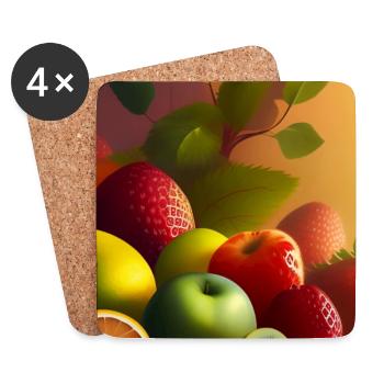 Früchte - Untersetzer (4er-Set) - Weiß - Vorne