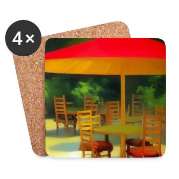 Asiatisches Cafe im Freien - Untersetzer (4er-Set) - Weiß - Vorne
