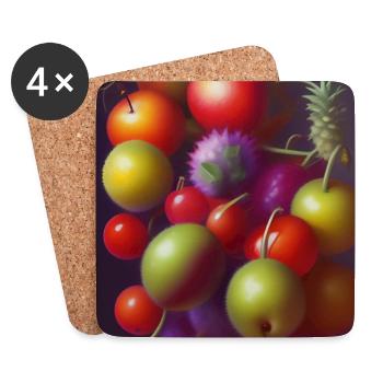 Früchte - Untersetzer (4er-Set) - Weiß - Vorne