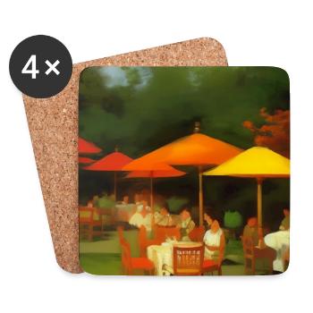 Asiatisches Cafe im Freien - Untersetzer (4er-Set) - Weiß - Vorne