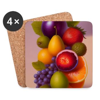 Früchte - Untersetzer (4er-Set) - Weiß - Vorne