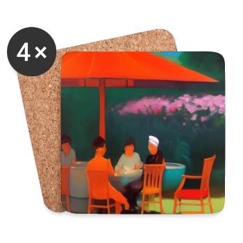 Asiatisches Cafe im Freien - Untersetzer (4er-Set) - Weiß - Vorne