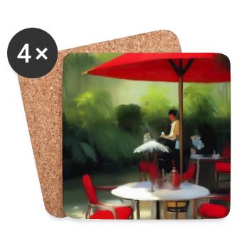 Asiatisches Cafe im Freien - Untersetzer (4er-Set) - Weiß - Vorne