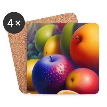 Früchte - Untersetzer (4er-Set) - Weiß - Vorne
