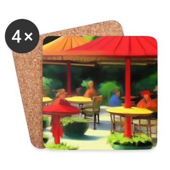 Asiatisches Cafe im Freien - Untersetzer (4er-Set) - Weiß - Vorne