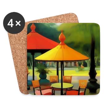Asiatisches Cafe im Freien - Untersetzer (4er-Set) - Weiß - Vorne