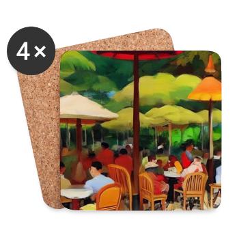 Asiatisches Cafe im Freien - Untersetzer (4er-Set) - Weiß - Vorne